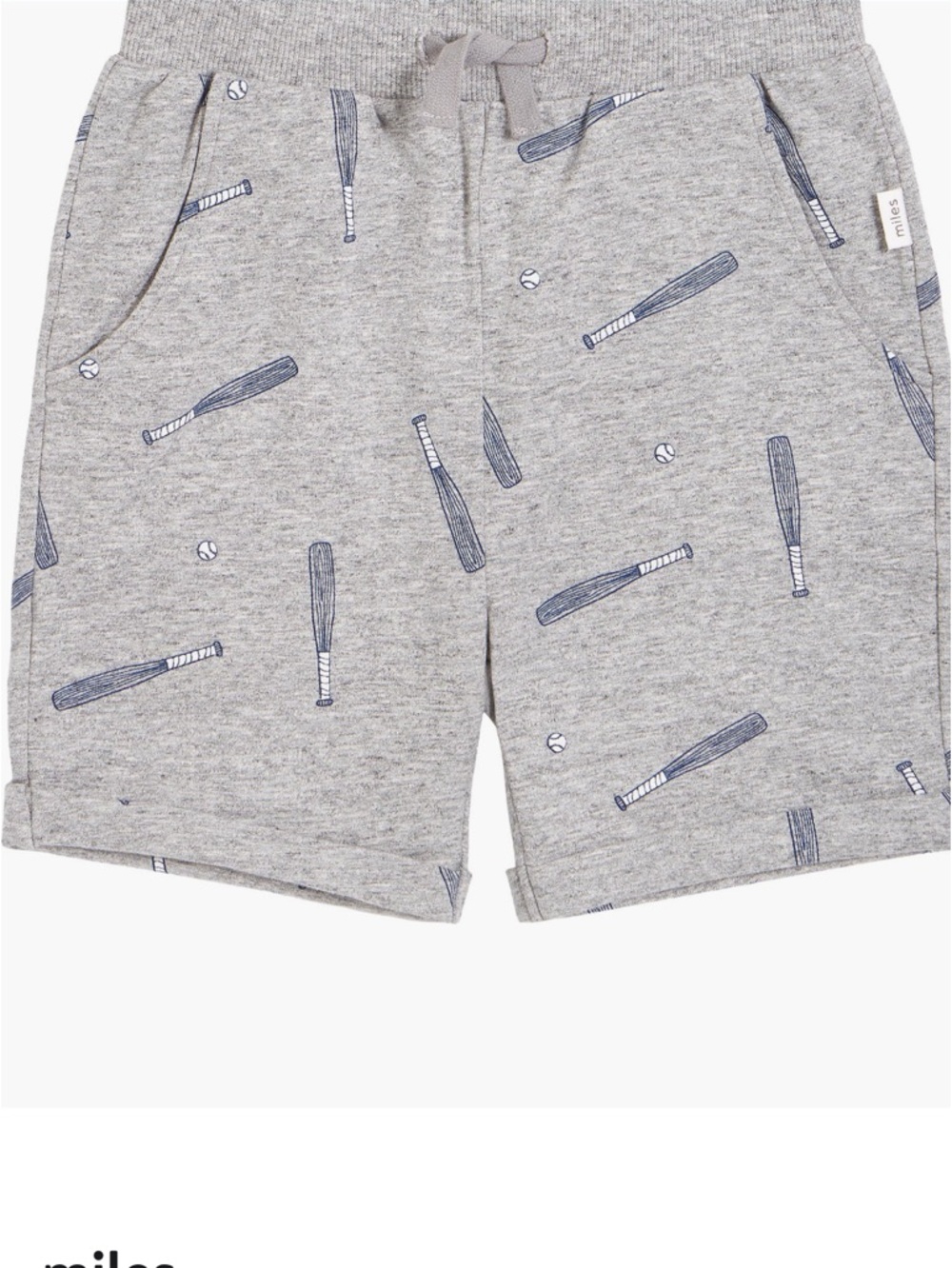 Miles | (2Y) Gray Boys' Baseball Print Knit Shorts
